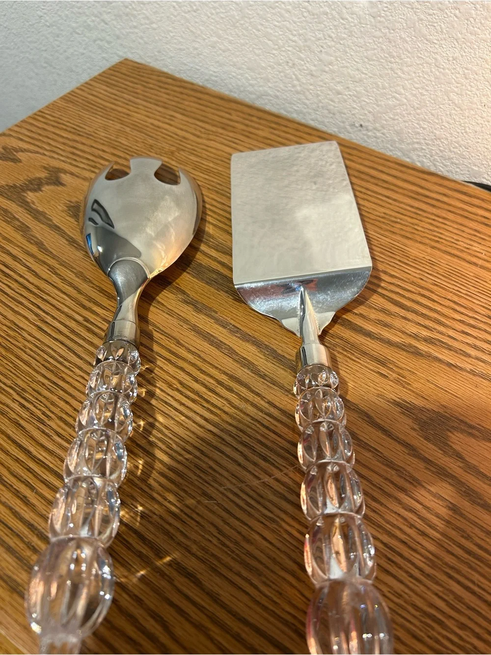 Mikasa Clear Crystal Handle Serving Fork and Spade Set